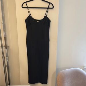 Rebecca Taylor Black Spaghetti Strap Midi Dress. NWT